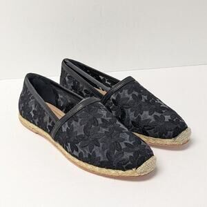 French Sole Rest Ballet Flats, Black Floral Mesh, Womens 9.5 M